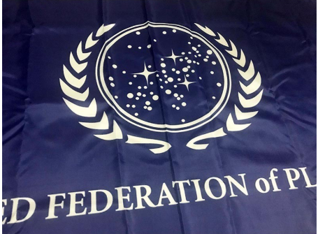 Blue Background and White Label Flag-United Federation of Planets