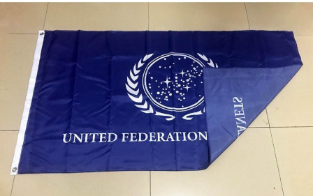 Blue Background and White Label Flag-United Federation of Planets