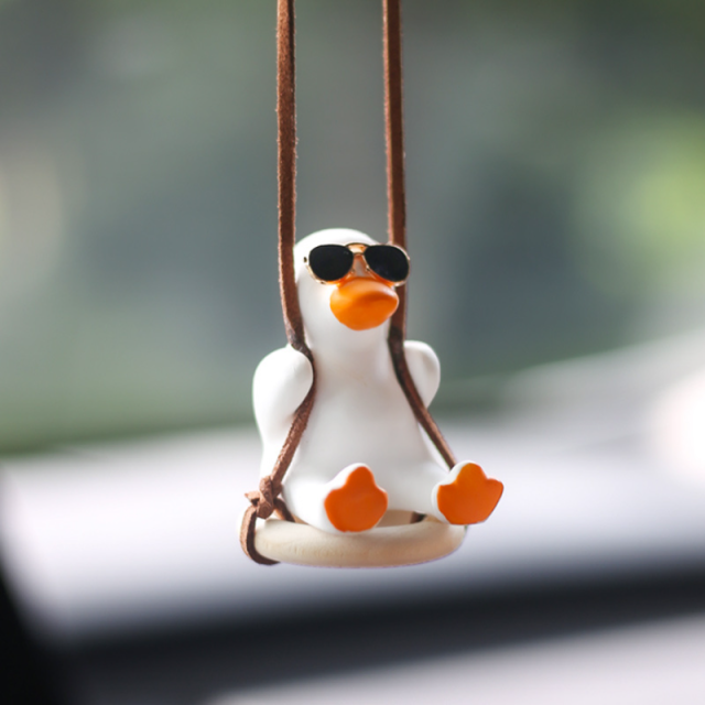 Gypsum Cute Car Accessory Swing Duck Pendant