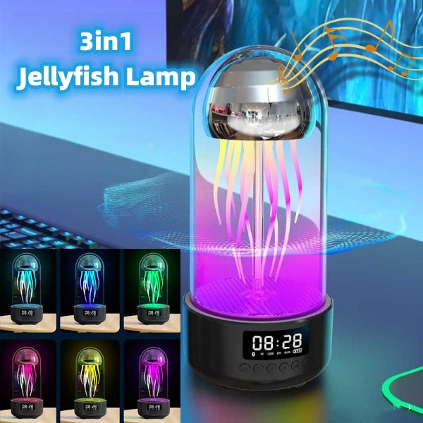 Colorful Jellyfish Lamp with Clock & Bluetooth Speaker